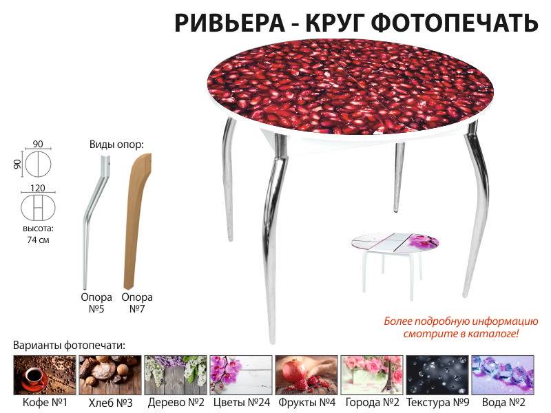 стол обеденный ривьера круг фотопечать в Ростове-на-Дону