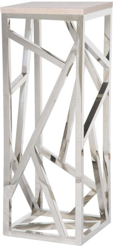 консоль geometric высокая 40x40x110 хром, белая столешница в Ростове-на-Дону
