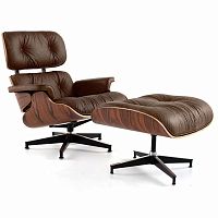 кресло eames style lounge chair & ottoman premium коричневое в Ростове-на-Дону