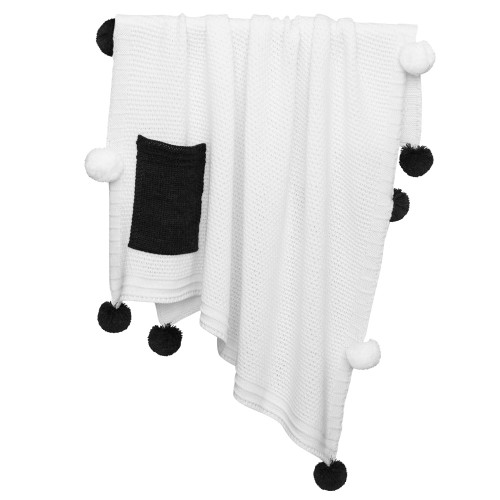 плед pompon 90х90 белый+антрацит/белый+антрацит в Ростове-на-Дону