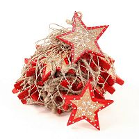 набор елочных украшений звезда деревянная с красным ободком christmas stars, 30 штук в Ростове-на-Дону