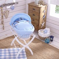 колыбель-переноска gift wicker moses basket белая, голубое белье в Ростове-на-Дону