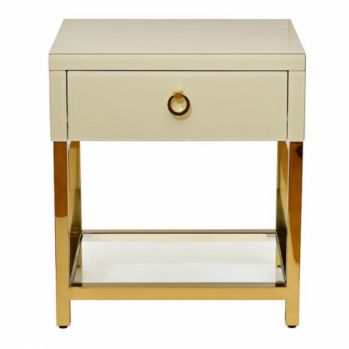 тумбочка с выдвижным ящиком classic бежевая с золотом в Ростове-на-Дону
