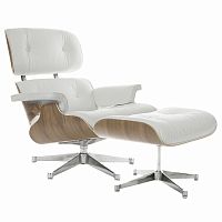 кресло eames style lounge chair & ottoman белое в Ростове-на-Дону