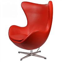 кресло arne jacobsen style egg chair кожа красное в Ростове-на-Дону