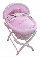 колыбель-переноска gift wicker moses basket белая, розовое белье в Ростове-на-Дону