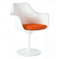 кресло tulip armchair бело-оранжевое шерсть в Ростове-на-Дону