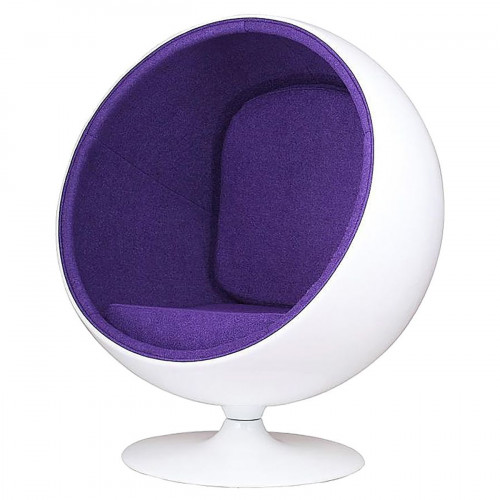 кресло eero ball chair бело-фиолетовое в Ростове-на-Дону