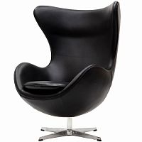 кресло с подлокотниками arne jacobsen style egg chair черное в Ростове-на-Дону