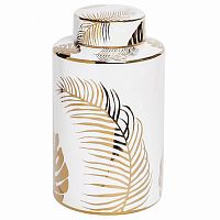 ваза керамическая листья с крышкой белая 12*20см в Ростове-на-Дону