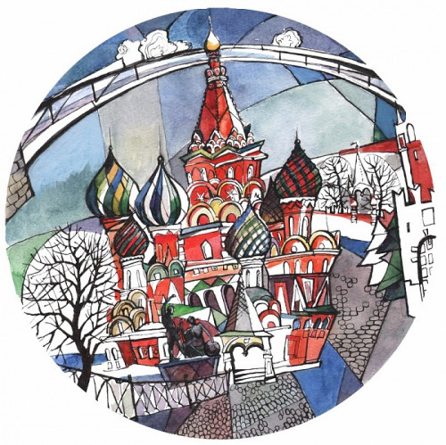 тарелка сувенирная собор василия блаженного. вечер в Ростове-на-Дону