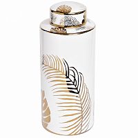 ваза керамическая листья с крышкой белая 16*30см в Ростове-на-Дону