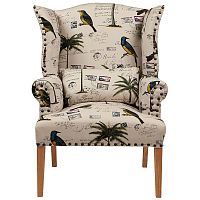 кресло мягкое с ушами quinn tufted armchair бежевое с рисунком в Ростове-на-Дону