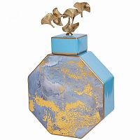 ваза керамическая с крышкой голубая с золотом 25*10*41см в Ростове-на-Дону